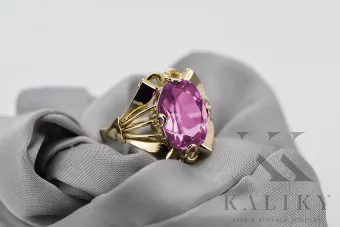 Vintage style Ring Amethyst 14K Yellow gold vrc015y